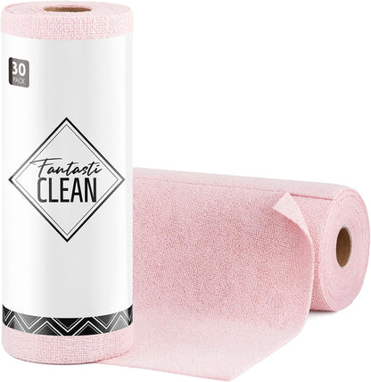 Fantasticlean Microfiber Cleaning Cloth Roll- 75 Sheets, 12 x 12 (Blue) | Super Absorbent, Scratch Free, Tear-away Microfiber Towel Roll, for All-Purpose Cleaning, Reusable Alternative to Paper Towel