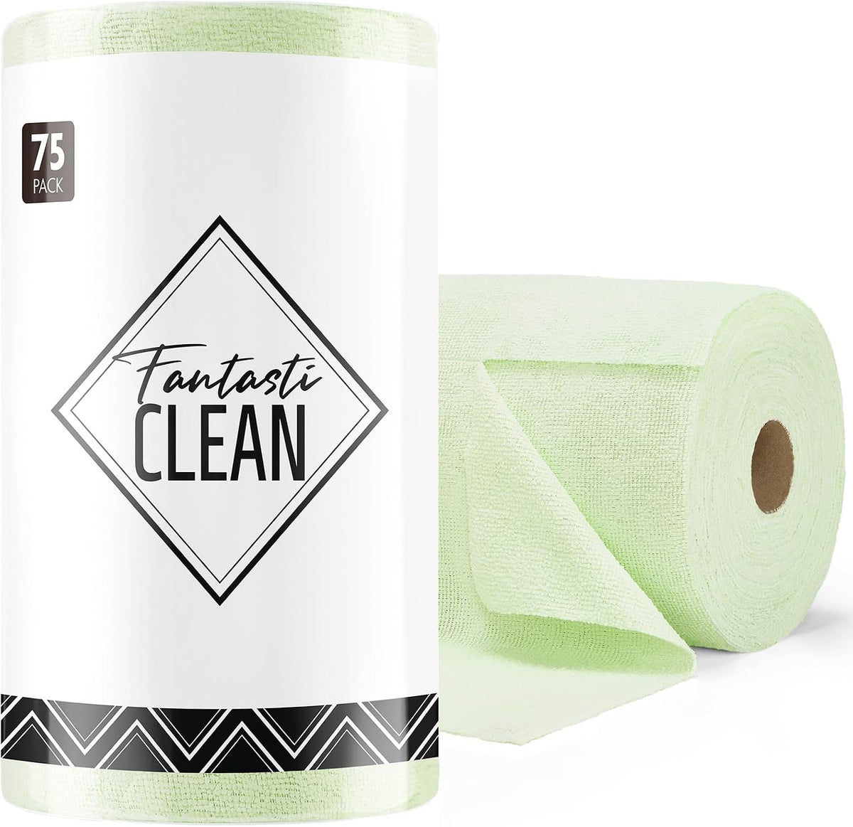 Fantasticlean Microfiber Cleaning Cloth Roll- 75 Sheets, 12 x 12 (Blue) | Super Absorbent, Scratch Free, Tear-away Microfiber Towel Roll, for All-Purpose Cleaning, Reusable Alternative to Paper Towel
